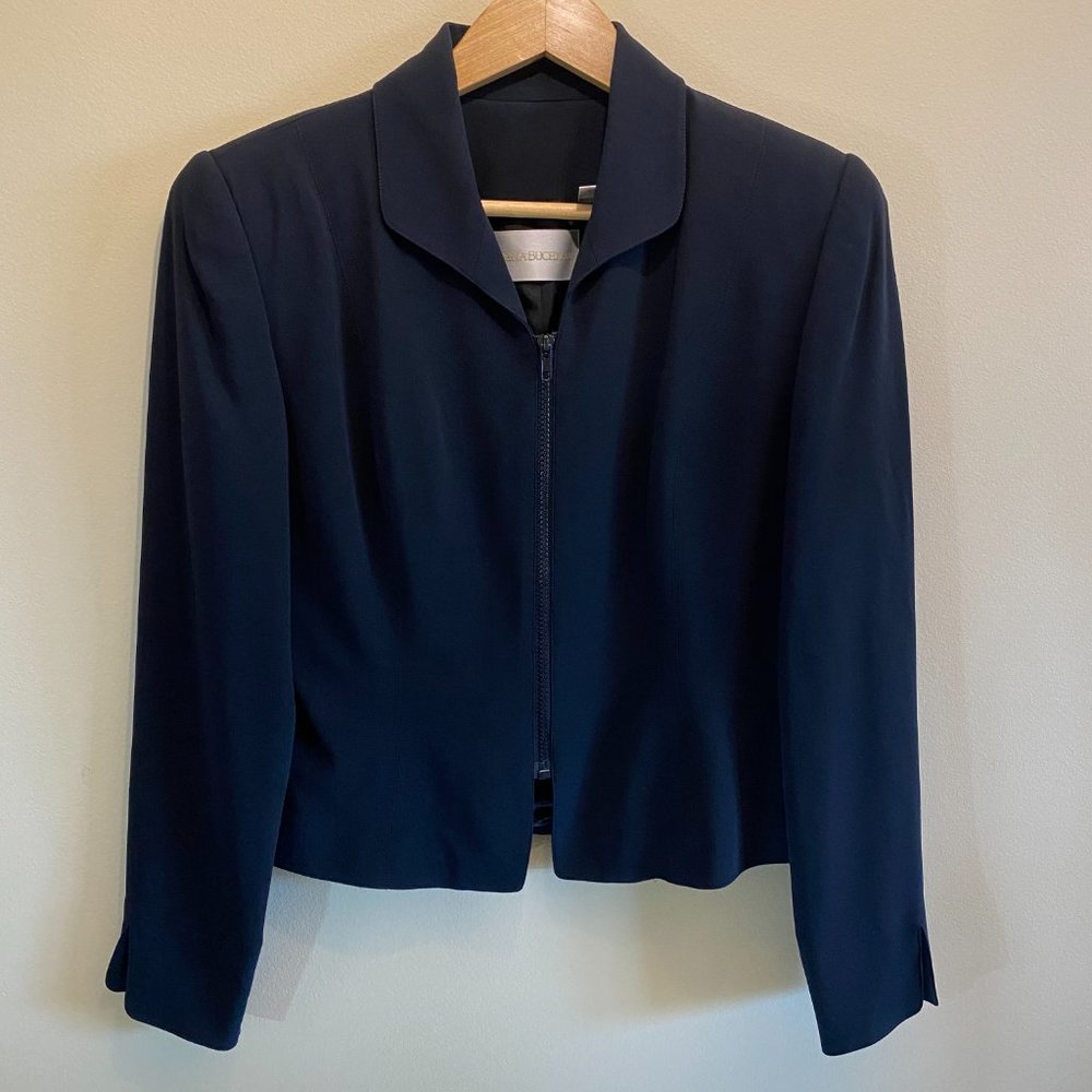 DANA BUCHMAN Black Jacket Lined Blazer Front Zip Size 4
